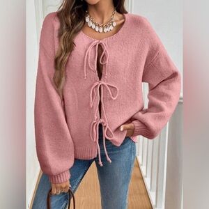 Tie-Front Long Sleeve Cardigan